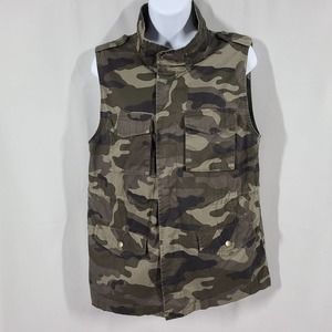2 Sable Utility Vest Snap Front Flap Pockets Camo Green Medium